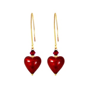 Murano Glass Tiny Heart Earrings - Raspberry Pink – Indigo Silver Murano Glass Tiny Heart Earrings - Raspberry Pink – Indigo Silver