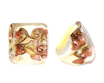 Murano Glass Ring ’Giza by Mystery of Venice' Ivory Glass with Goldleaf, Murano Glass Ring, Murano Glass Jewelry, Glass Ring, Glass Rings