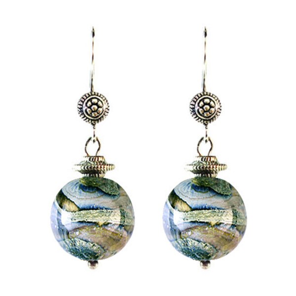 Murano Glass Earrings 'Gaia’ Bali Design from Mystery of Venice, Murano Glass Jewelry, Glass Earrings, Gaia Earrings, Earth Earrings