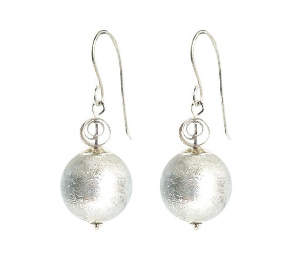 Murano Glass Earrings ’Silver Ice’ by Mystery of Venice, Murano Earrings, Murano Glass Earrings, Murano Glass Jewelry, Silver Glass Earrings