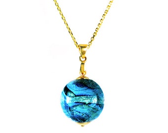 Collana con Perle di Vetro Murano su Catena di Oro Vermeil 'Gaia' dal Mystery of Venice