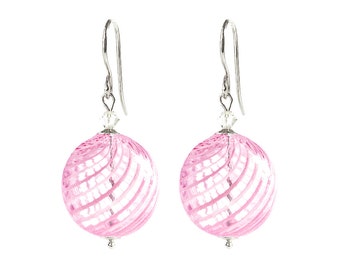 Murano Blown Glass Earrings 'Pink Breeze' by Mystery of Venice, Murano Glass Earrings, Blown Glass Earrings, Glass Earrings, Filigrana,