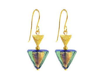 Murano Glass Pyramid Earrings ‘Venetian Pyramid' by Mystery of Venice, Murano Glass Earrings, Murano Glass Jewelry, Venetian Glass Earrings