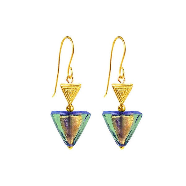 Murano Glass Pyramid Earrings ‘Venetian Pyramid' by Mystery of Venice, Murano Glass Earrings, Murano Glass Jewelry, Venetian Glass Earrings