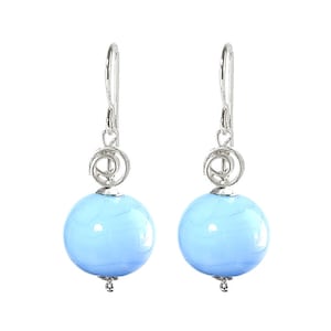 Murano Glass Earrings ’Blue Sky Spiral’ by Mystery of Venice, Murano Earrings, Murano Glass Earrings, Murano Glass Jewelry, White Earrings