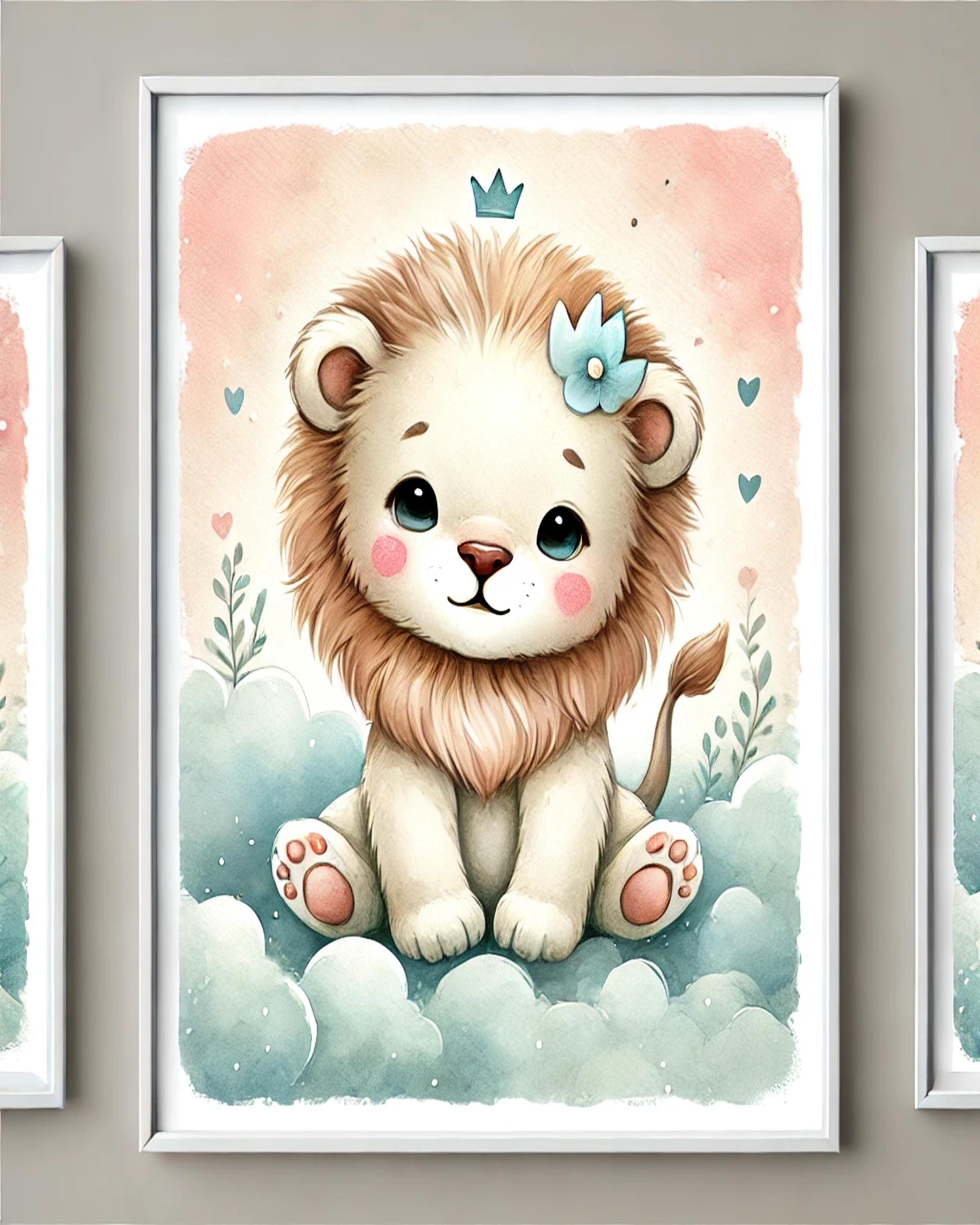 Baby Animal Nursery Wall Art | Set of 3 Printable Watercolor Prints ...