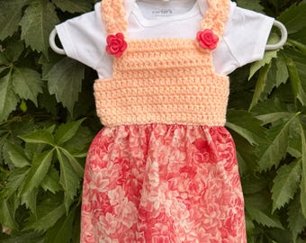 Newborn pink floral dress with white body suit