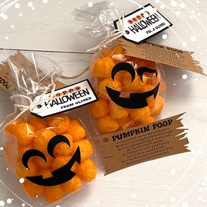 Halloween Party Favors For Kids, Halloween Favors, Halloween Favor Tags, Halloween Treat Bags For Class, Pumpkin Poop