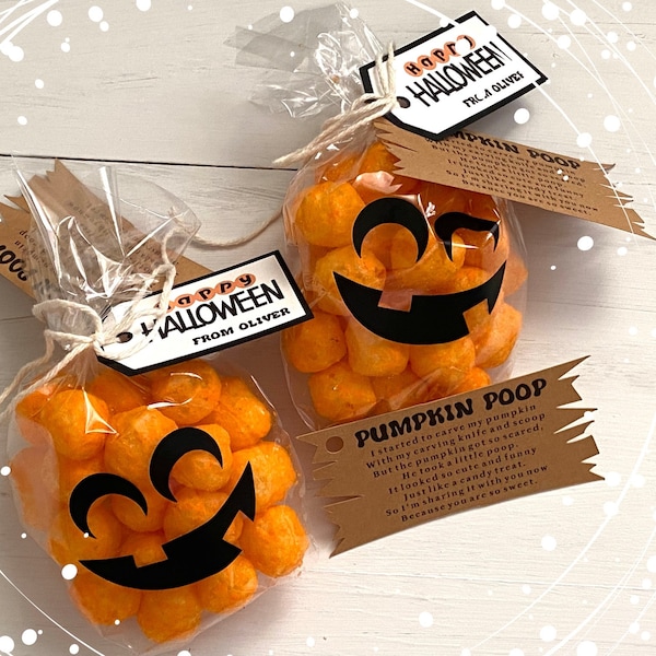 Halloween Party Favors For Kids, Halloween Favors, Halloween Favor Tags, Halloween Treat Bags For Class, Pumpkin Poop