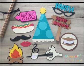 Photo Booth Props, Camping Birthday Party, Camping Party Decor, Camping Birthday Party Decorations