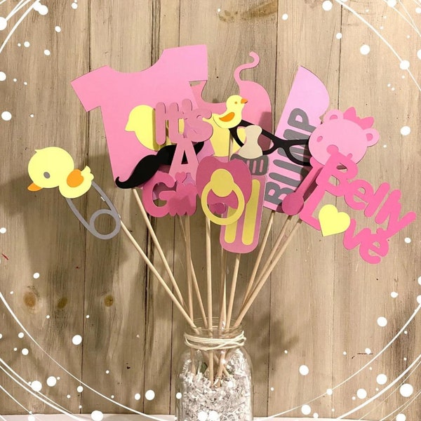 Baby Shower Photo Booth Props, Girl Baby Shower Decorations, Baby Shower Centerpiece Girl