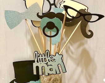 Baby Shower Photo Booth Props, Baby Boy Shower Decorations, Baby Shower Centerpiece Boy