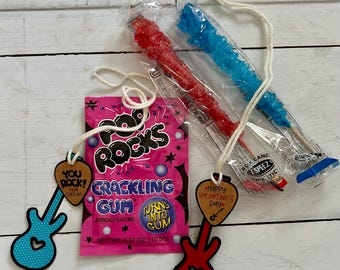 Personalized Guitar Valentine's Day Tags: "You Rock!" Favors, Classroom Valentines Day Party Favors