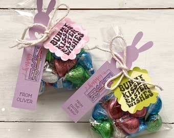 Personalized Easter Gift Tags For Kids, Easter Treat Bags, Easter Treats For Class, Easter Favor Bags, Easter Bunny Kisses