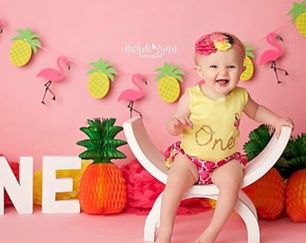Luau Party Decorations, Hawaiian Party Decor, Pool Party Decorations, Pineapple Banner, Flamingo Banner, Tiki Party