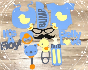 Baby Boy Photo Booth Props, Baby Shower Centerpiece Boy, Baby Boy Shower Decorations, Baby Shower Photo Props