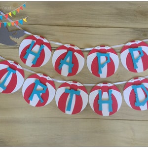 Shark Birthday Party Decorations, Shark Happy Birthday Banner, Beach Party Decorations, Pool Party Decor
