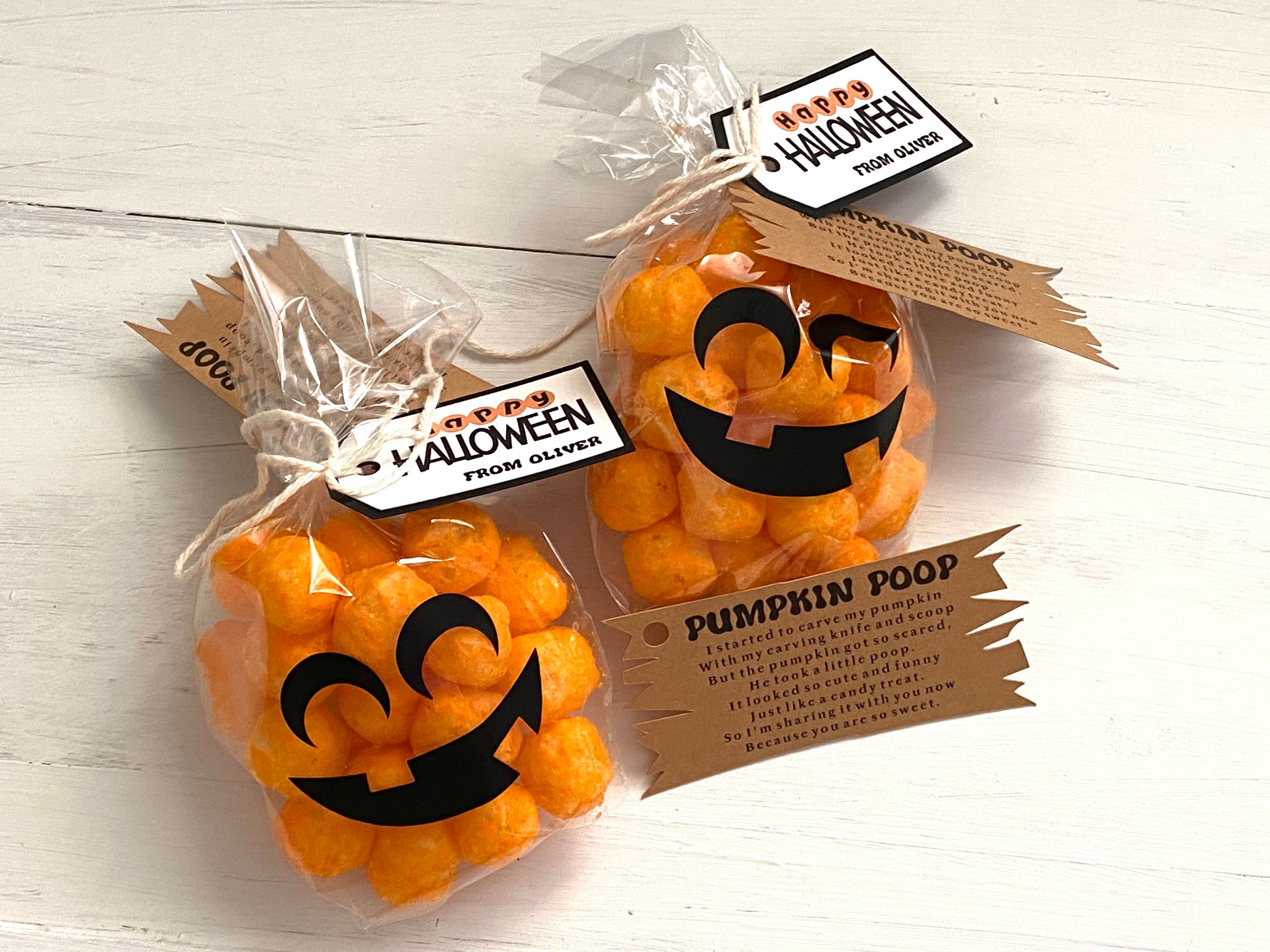 Halloween Party Favors For Kids, Halloween Favors, Halloween Favor Tags, Halloween Treat Bags For Class, Pumpkin Poop