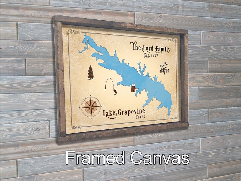 Framed Lake Decor Lake House Personalized Lake Map Lake Etsy