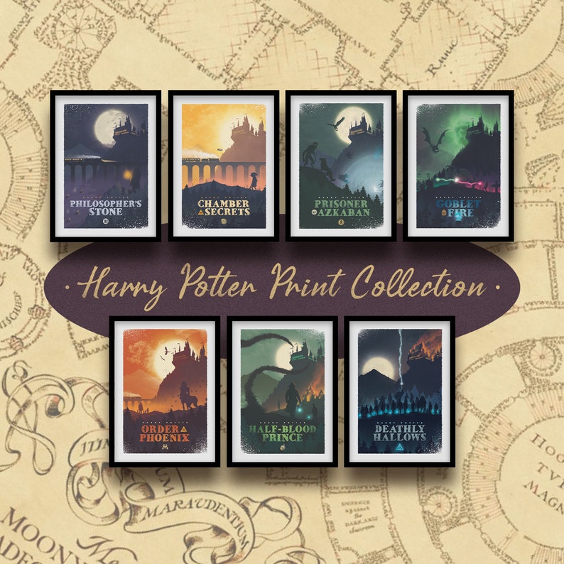 Harry Potter Print Collection A4 Hogwarts Prints Wizard Etsy