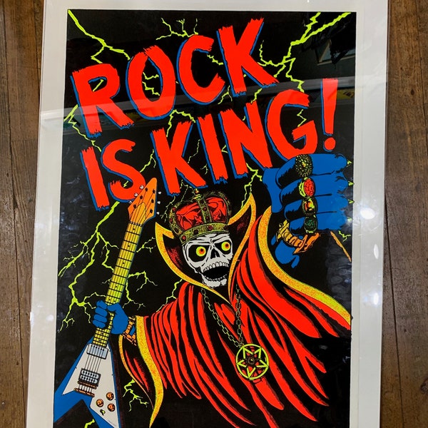Vintage Velvet Black Light Rock Is King Poster Rodney Mullen Pro Series Global Threadz