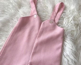 12 M Pale Pink Striped Overalls Vintage Babygirl Clothes