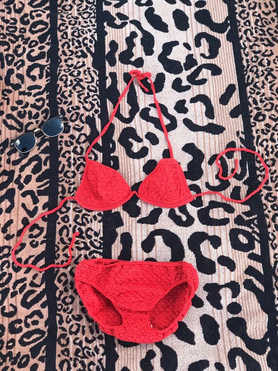Red Crochet Bikini Vintage Deadstock Bikini Vintag