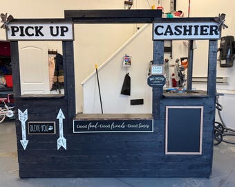 Kids Play Cafe and Coffee Bar (Large Custom Made) FarmHouse Style stain and decor