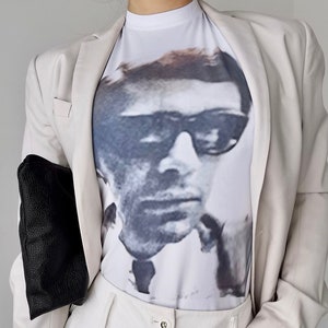 man wit gezicht pop-art zwart wit digitale print rock punk katoen korte mouw T-shirt studio 54 hiphop baby spice avant-garde