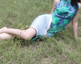 Asymmetric green emerald floral patched deconstructed cami chinoiserie osfm cheongsam