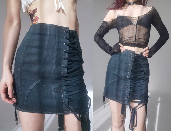 Bondage lingerie corset sheath tight skirt black … - image 1