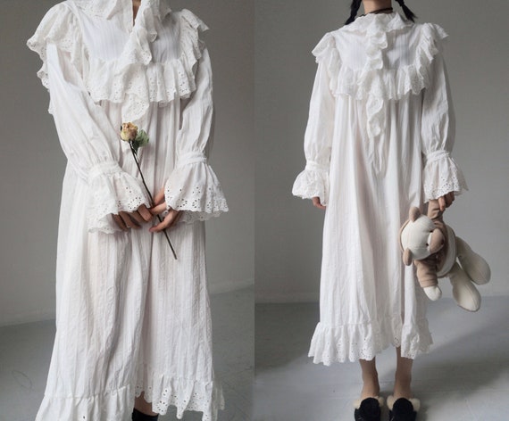 Victorian Cotton Sleep Wear Dress Pajama Lounge Wear Witch