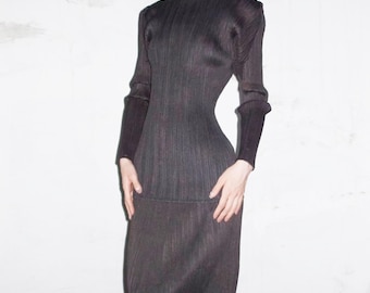 JUST TOP Issey Miyake Pleats Please 2 piece set black pleated dress long sleeve top Only the top