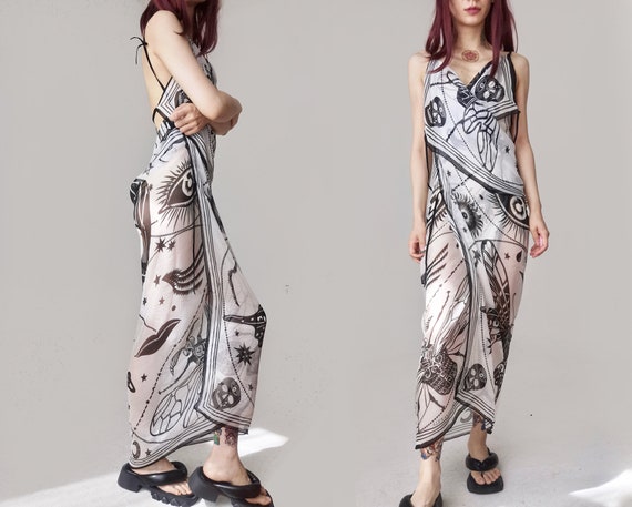 Alexander Mcqueen silk scarf remade dress goth ma… - image 5