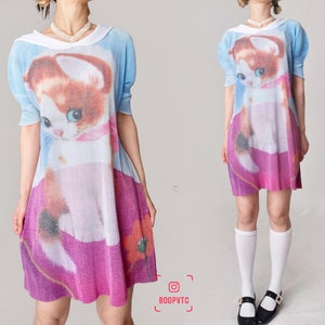 Stickad vit klänning med sjömanskrage och Peter Pan-tryck, söt shiftklänning med A-linjeformad puffärm, biskopsmönstrad miniklänning, böljande, twiggy vallmorosa