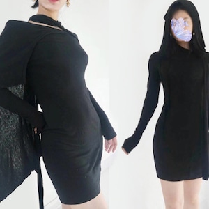 ANN DEMEULEMEESTER アシンメトリー ワンピース ブラック 34 ANN DEMEULEMEESTER アシンメトリー ワンピース ブラック 34