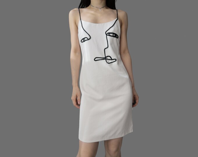 Retro Sheer White Button Spaghetti Dress main image 1