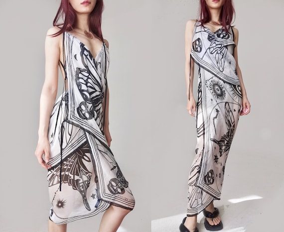 Alexander Mcqueen silk scarf remade dress goth ma… - image 6