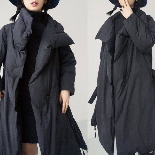 Ann Demeulemeester black deconstructed puffy duvet oversize coat maxi UNISEX swing coat