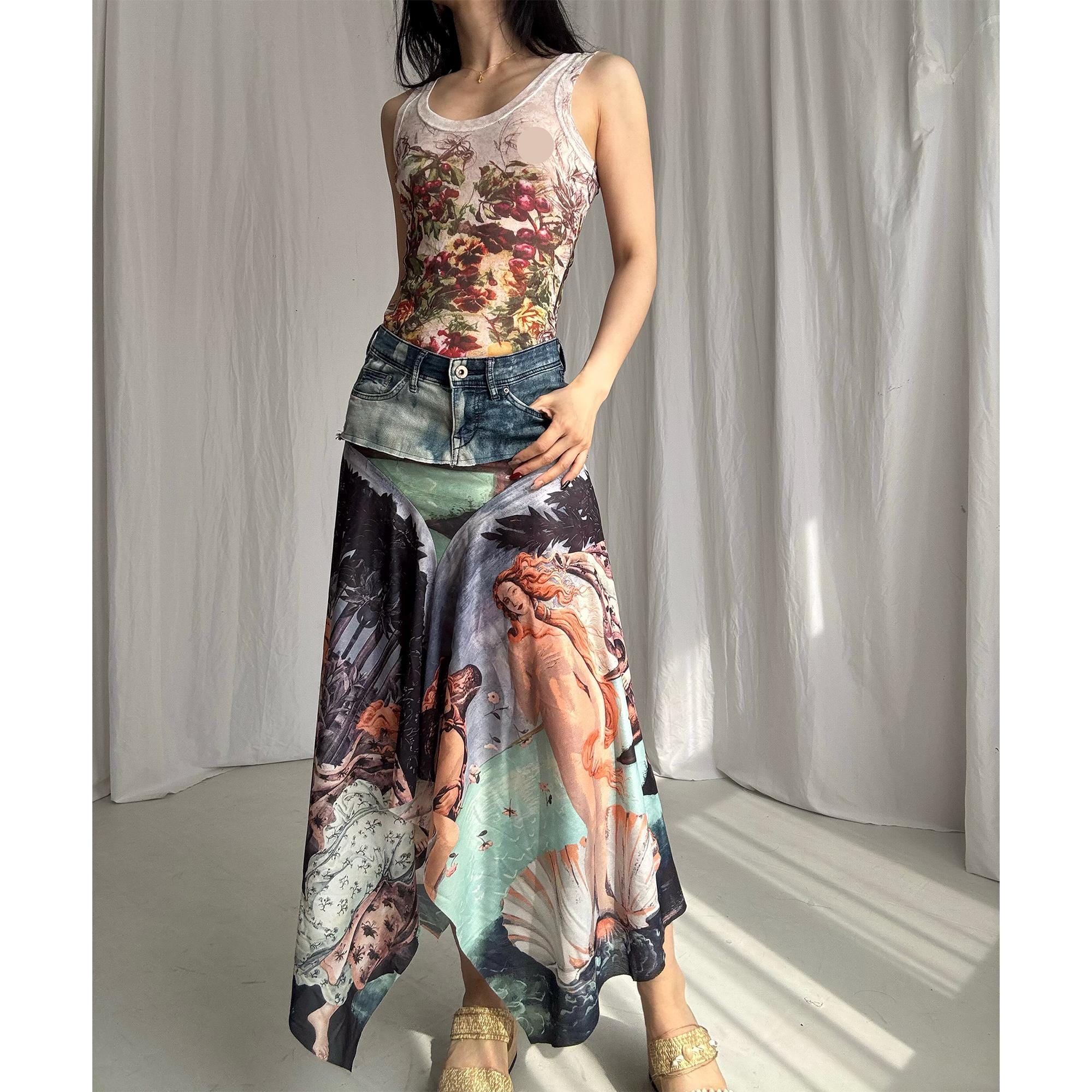 knee length dresses for ladies JEAN PAUL GAULTIER FLORAL MESH MIDI DRESS – TheLuxeLend