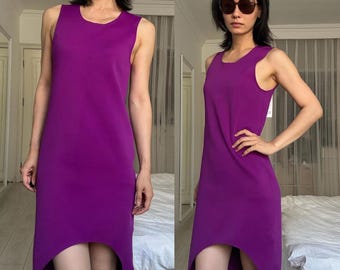 Helmut Lang asymetric tank minimal smple classic dress purple stretchy violet futuristic