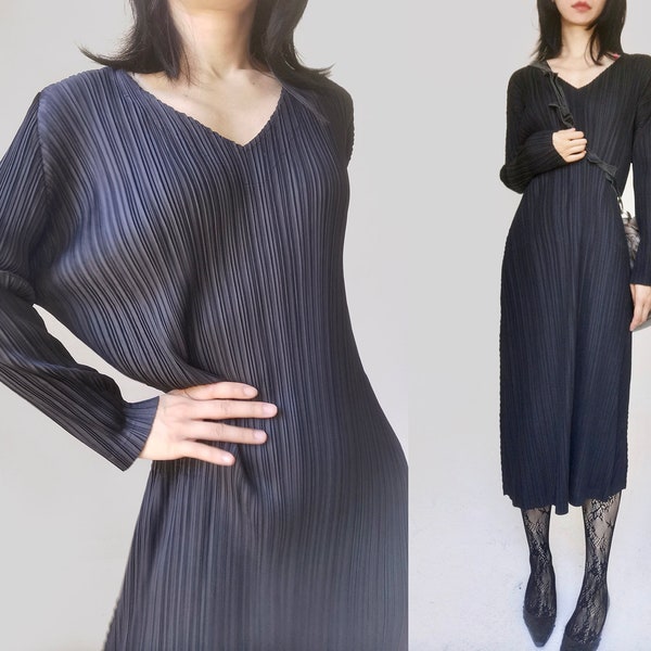 V neck ruched minimal wrinkle long sleeve maxi dress ruching simple black dress mod crinkle long midi slinky slip deep