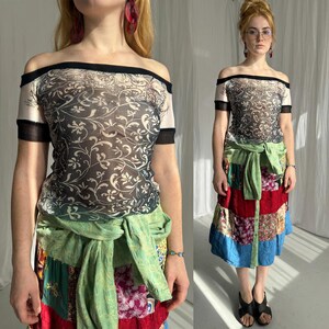 Jupe Fluide Vintage Jean Paul Gaultier Années 90 - Motif Floral, Taille 38 - Occasion Très Bon état