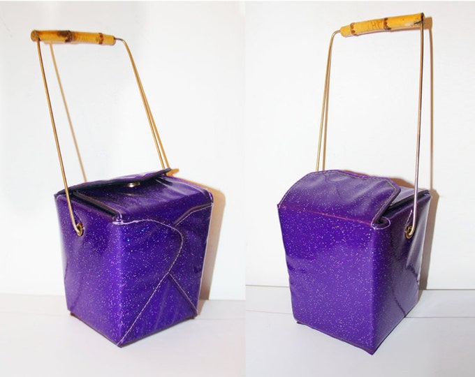 Purple Chinese Take Out Box Bagcocktail Bag Pursetotes Etsy