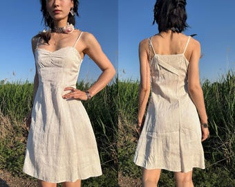 Little white silk slip dress spaghetti strip metallic iridescent pearl ivory shine romantic goth fairy gothic boho groovy retro bohemian
