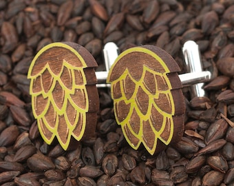 Natural Wood Green Hop Cufflinks