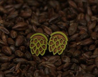 Green Hop Outline Stud Earrings