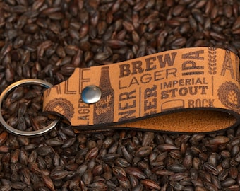 Leather Beer Styles Strap Keychain