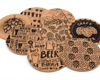 Set of 6 Cork Beer Coasters