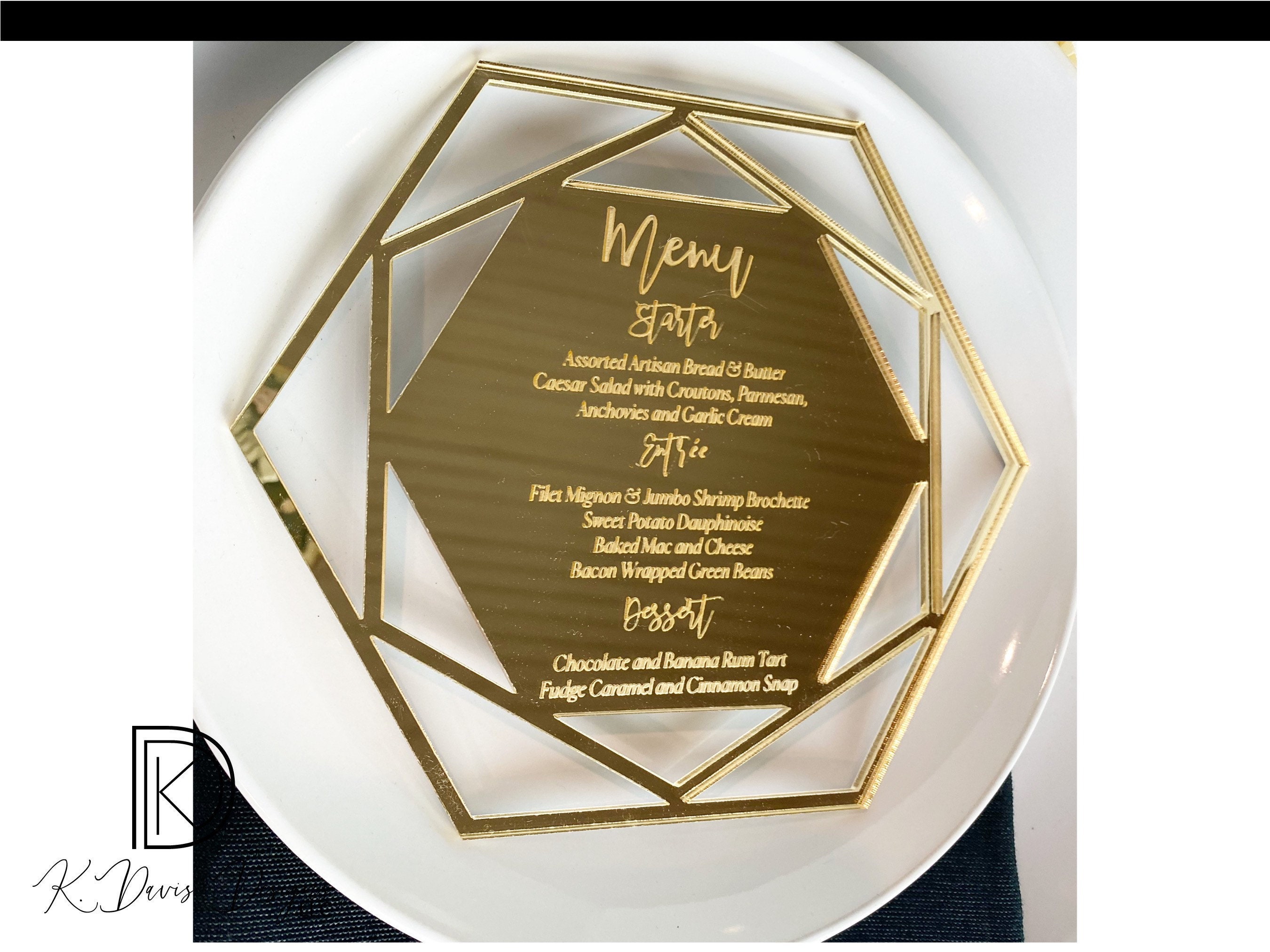 Acrylic Menu Custom Acrylic Menu Bespoke Glam Party Decor Etsy